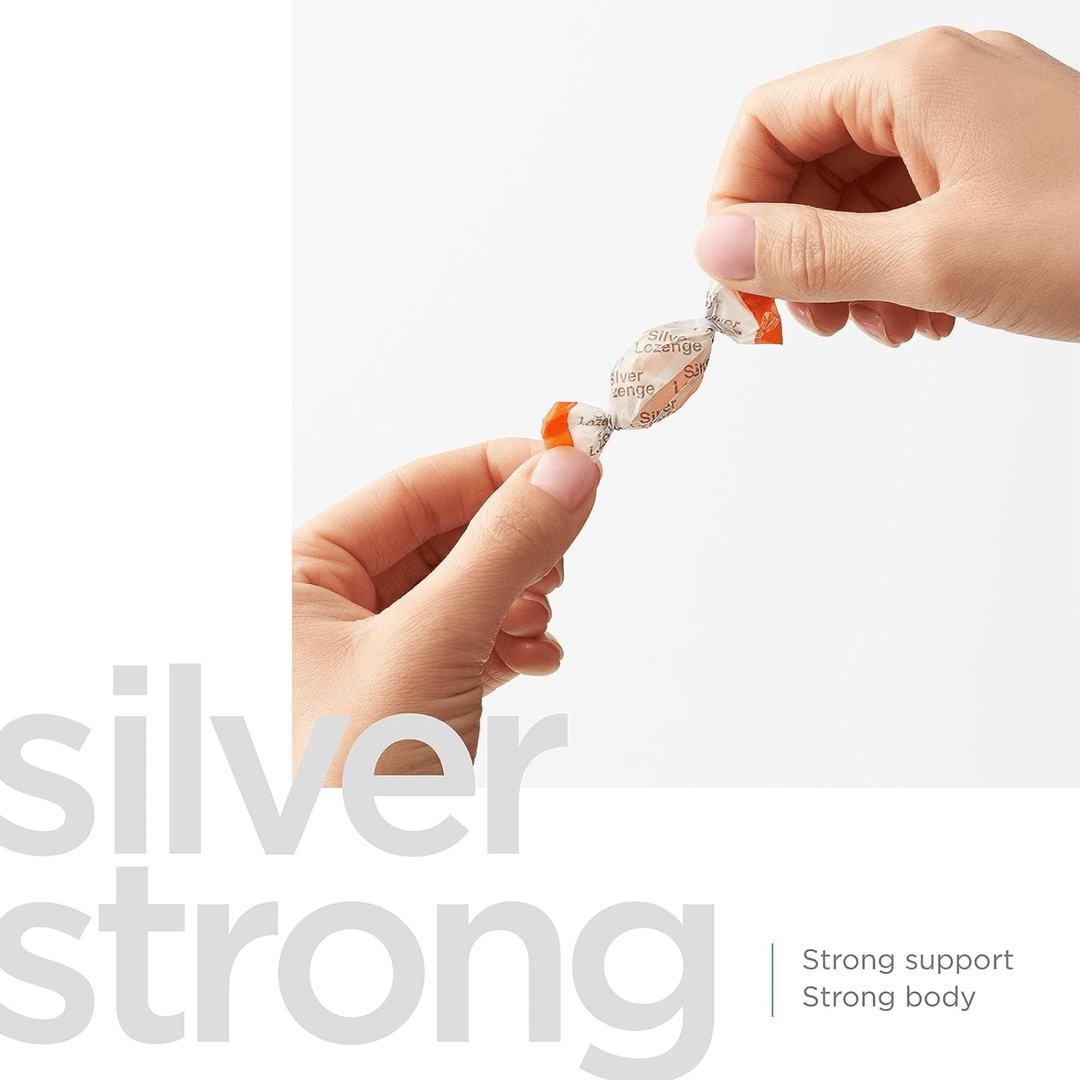 Hydrogel silver solution bottles with Vitamin C, part of American Biotech Labs Silver Lozenges, 21-count, WEBMHP brand.