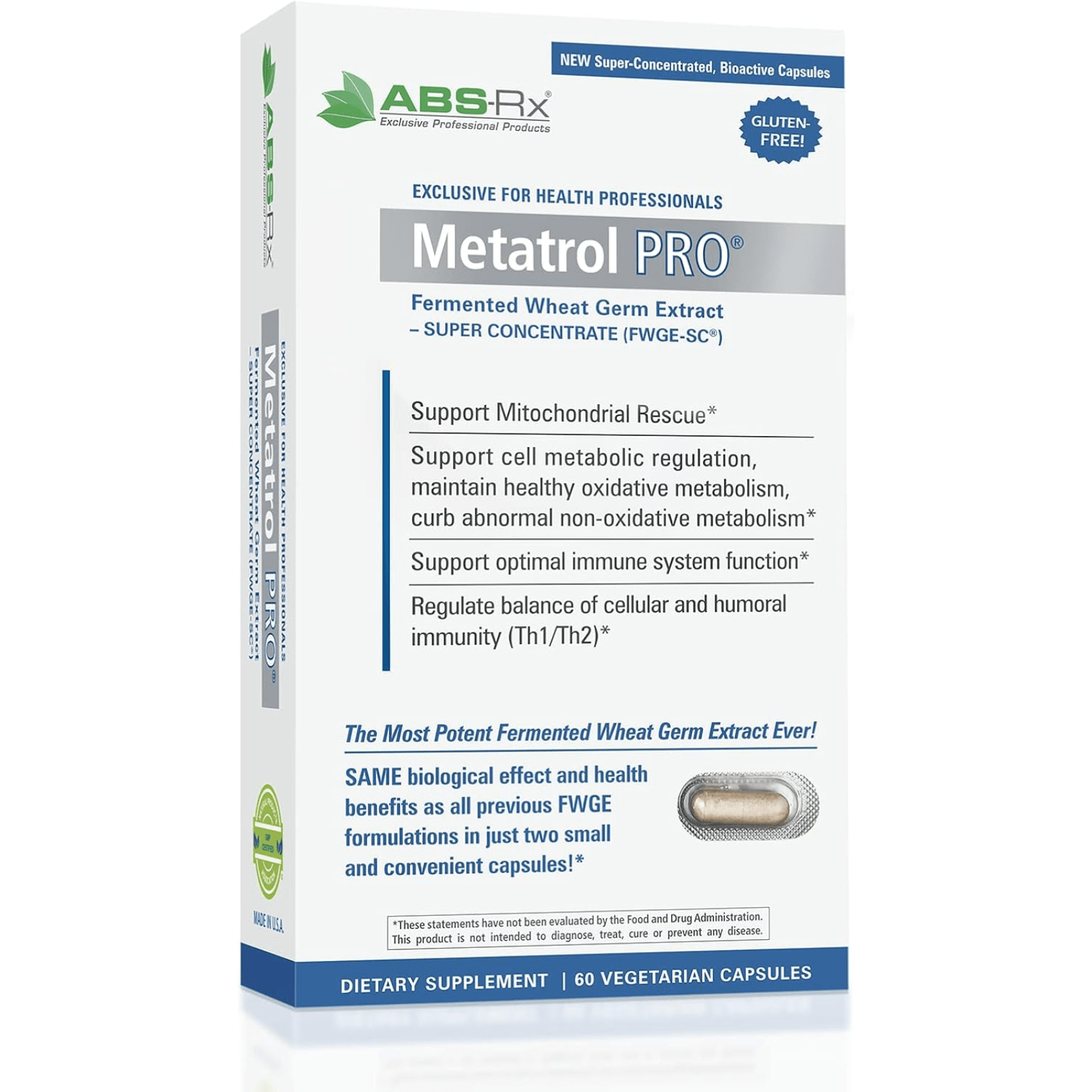 American Biosciences Metatrol Pro fermented wheat germ extract capsules, immune system support dietary supplement, 60 caps.