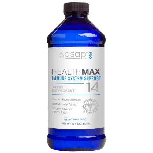 American Biotech Labs Healthmax Silver 14ppm immune support supplement in 16oz bottle, designed to boost immune system health.