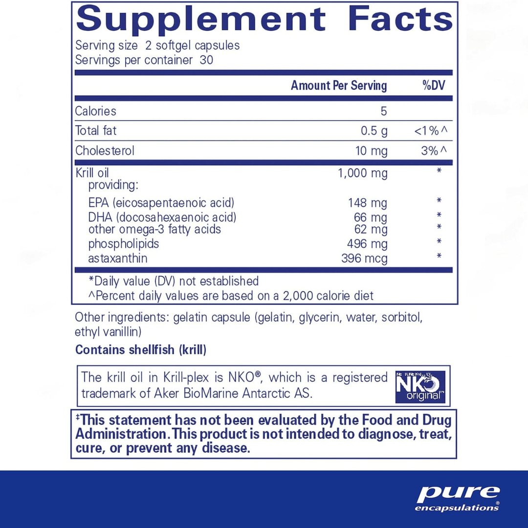 Pure Encapsulations Krill Plex Supports Heart Skin Joint Brain Health 60 Softgel - POWER FIT SHOP — Powering Preparedness, Health &amp; Home