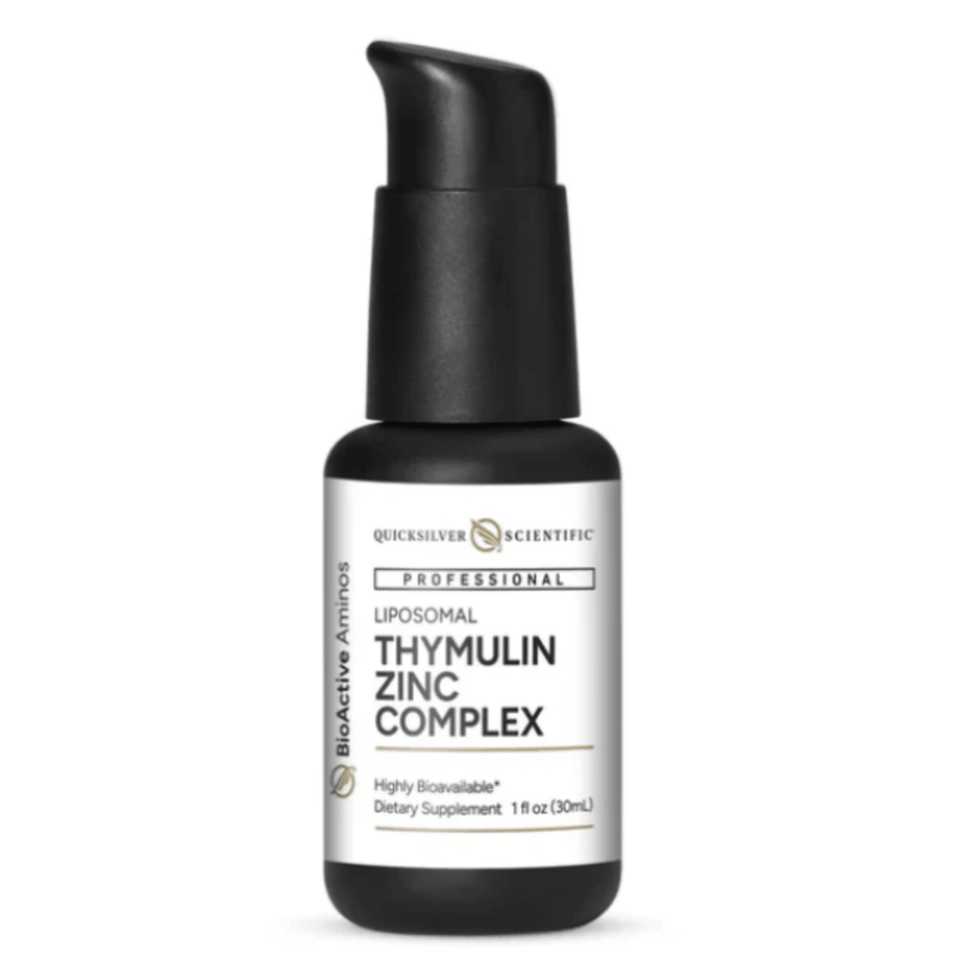 Liposomal Thymulin Zinc Complex supplement by Quicksilver Scientific supporting immune balance, in a 30mL bottle.