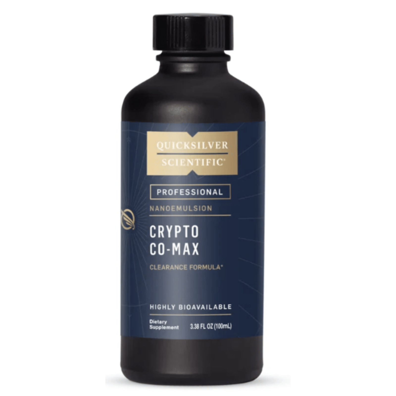 Liposomal wellness supplement by Quicksilver Scientific, Crypto Co Max 100mL microbial balance support bottle with dropper