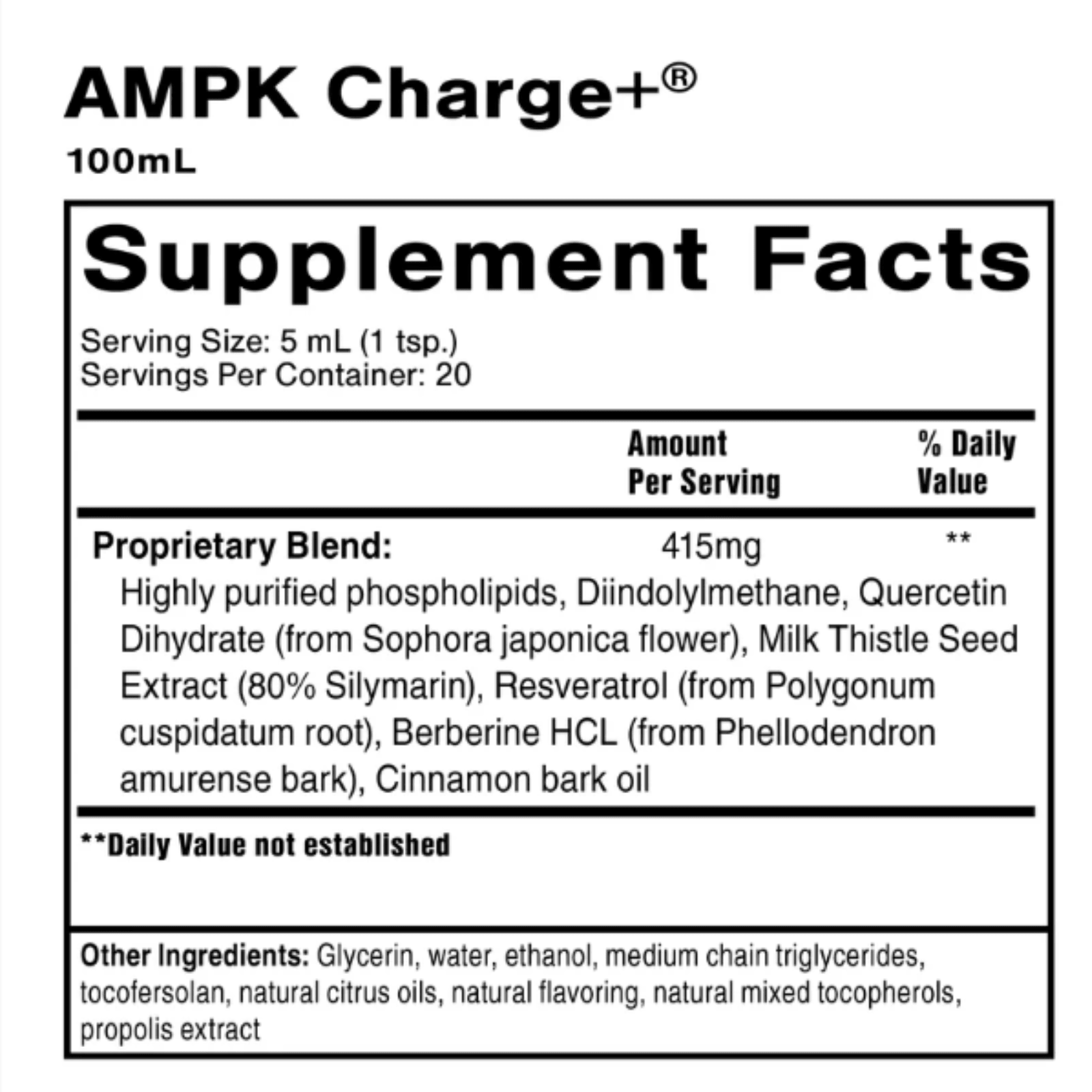 Quicksilver Scientific AMPK Charge+ 100 mL Metabolic Energy Support Supplement - POWER FIT SHOP — Powering Preparedness, Health & Home