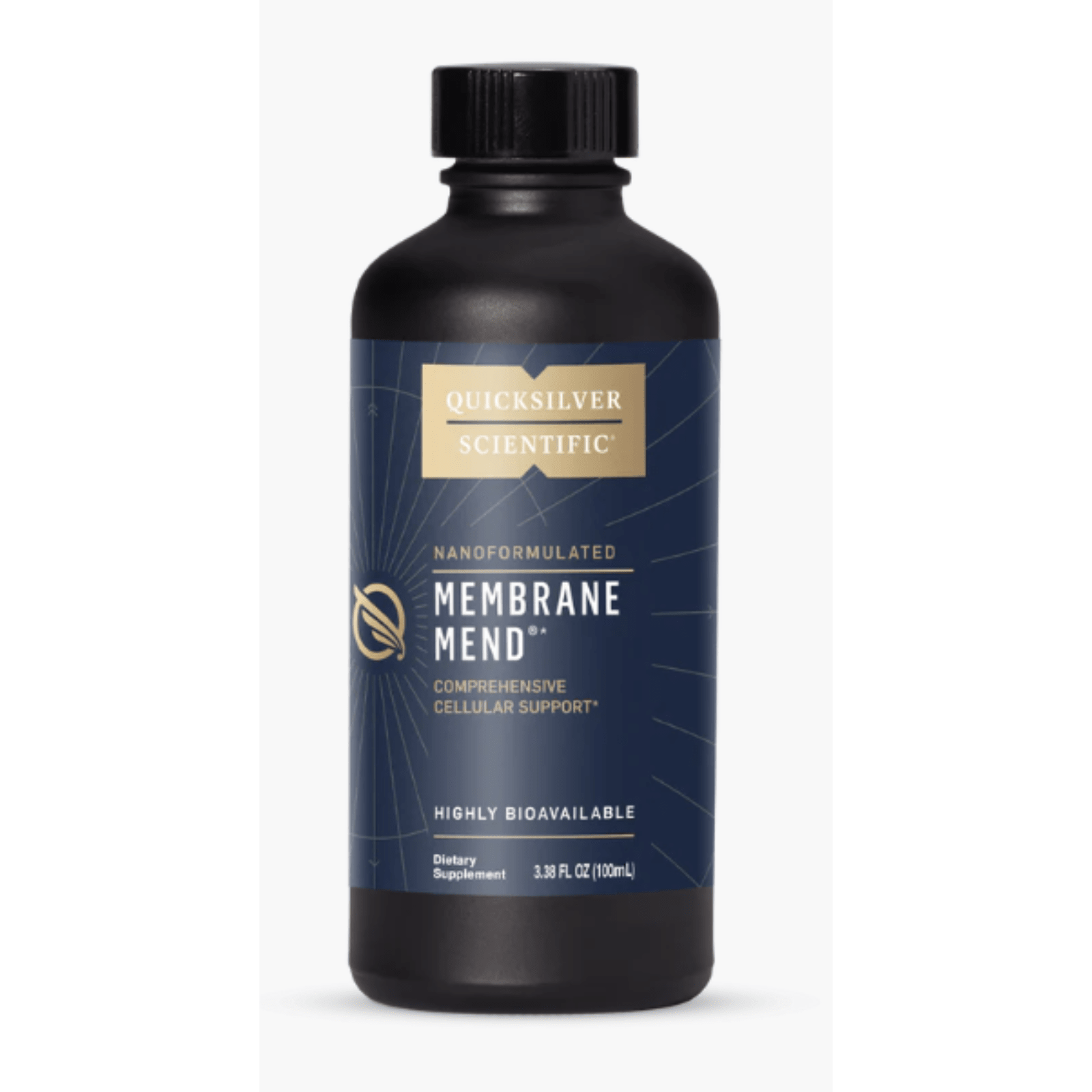 Quicksilver Scientific Membrane Mend liquid supplement in a 3.38 fl oz bottle, supporting cellular health and cellular membrane support.