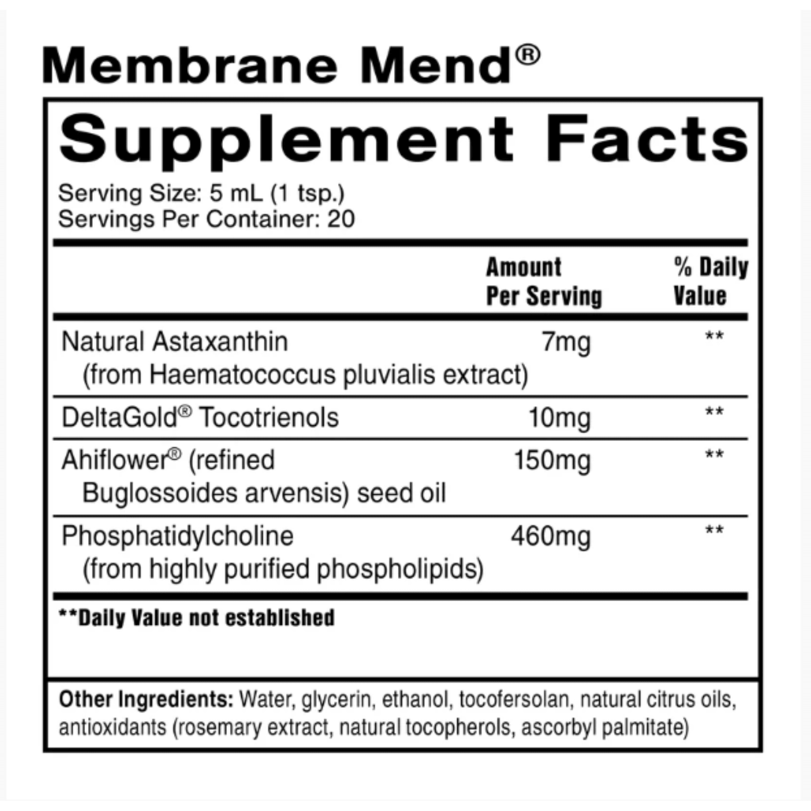 Quicksilver Scientific Membrane Mend liquid supplement for cellular health support in a 3.38 fl oz bottle.