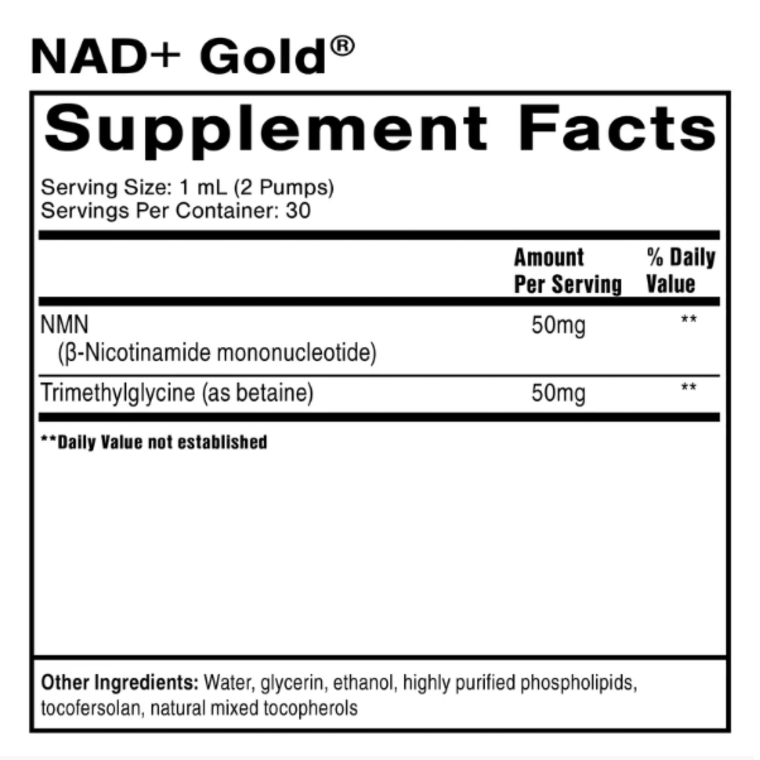 Quicksilver Scientific NAD+ Gold 30mL Supports Metabolism Energy Brain Function - POWER FIT SHOP — Powering Preparedness, Health &amp; Home