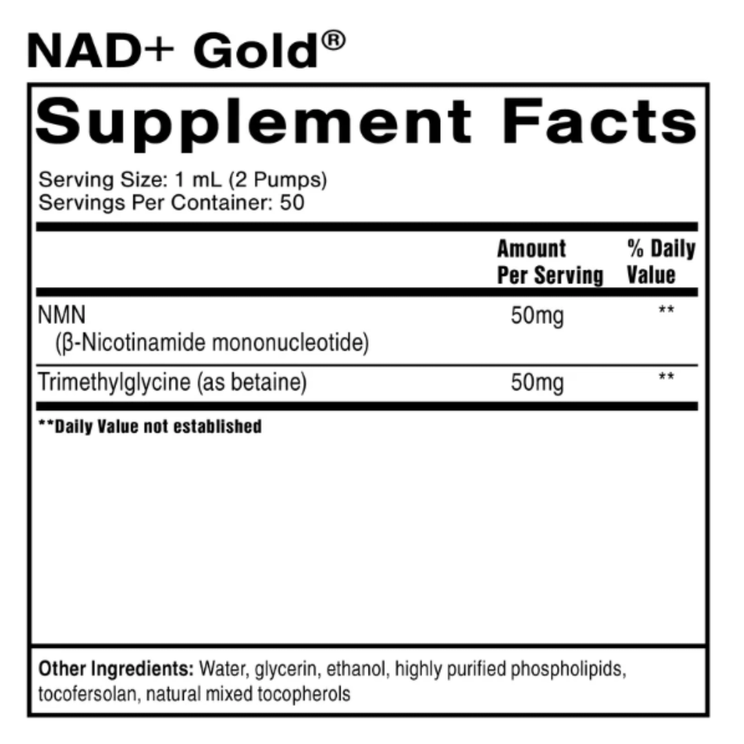 Quicksilver Scientific NAD+ Gold 50mL Supports Metabolism Energy Brain Function - POWER FIT SHOP — Powering Preparedness, Health &amp; Home
