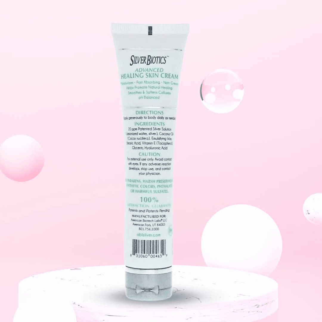 American Biotech Labs Silver Hand and Body Lotion 1.2 oz, hydrating moisturizer for skin care.