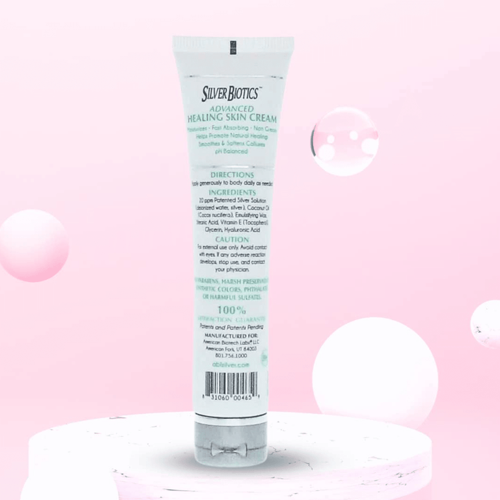 American Biotech Labs Silver Hand and Body Lotion 1.2 oz, hydrating moisturizer for skin care.