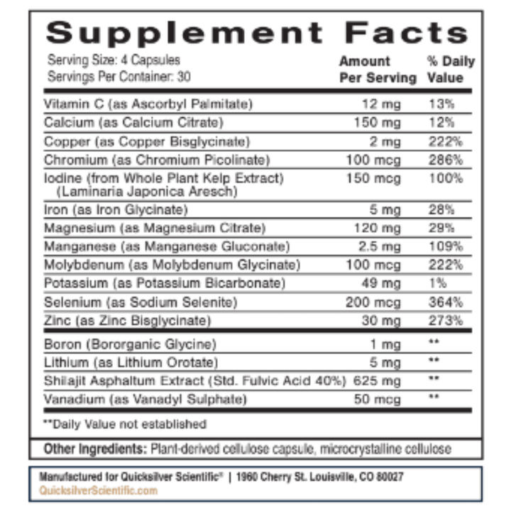 Quicksilver Scientific Catalyzed Mineral Complex Cellular Support 120 Capsules - POWER FIT SHOP — Powering Preparedness, Health &amp; Home