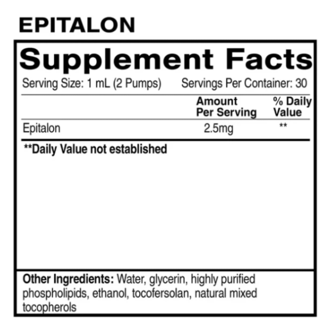 Quicksilver Scientific Epitalon Cellular Support Peptide Serum in a 30ml bottle, peptide oral serum for cellular health and support.