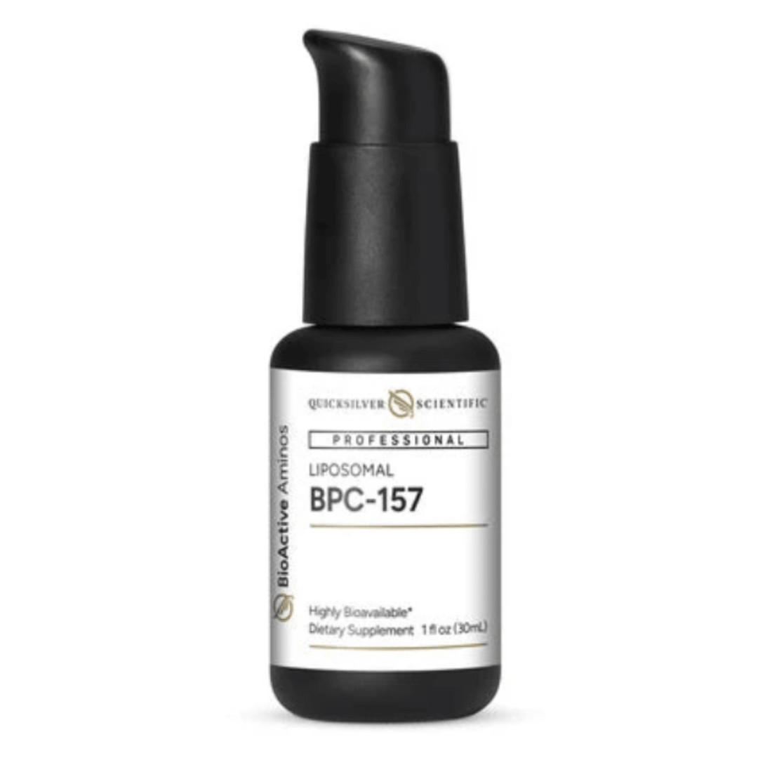 WebMHP Quicksilver Scientific BCP-157 Liposomal Research Solution in a 30 mL bottle, liquid supplement for research use.