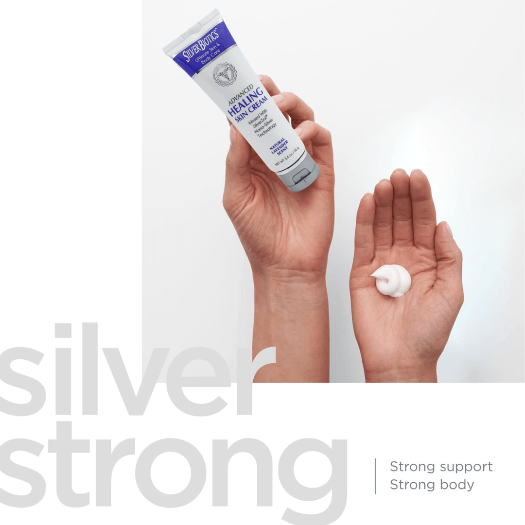 WEBMHP Silver Skin Cream by American Biotech Labs, 3.4 oz hydrating soothing skin cream in a jar.