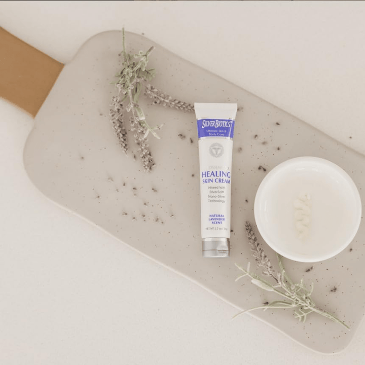 WEBMHP Silver Skin Cream by American Biotech Labs, 3.4 oz, hydrating and soothing skin cream in a jar with a white lid.