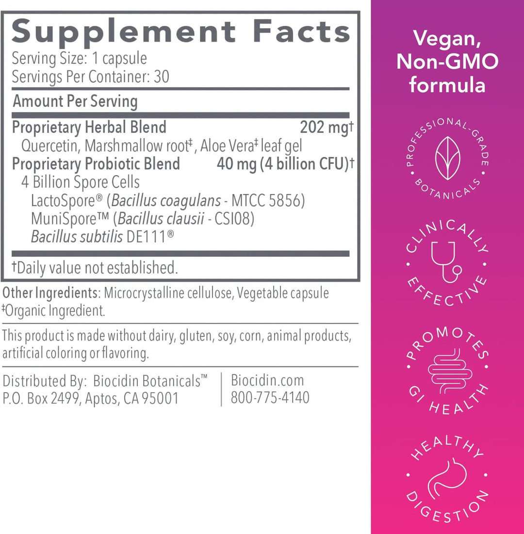 Biocidin Botanical Formulas ProFlora 4R Digestive Balance Gut Support 30 Caps - POWER FIT SHOP — Powering Preparedness, Health &amp; Home