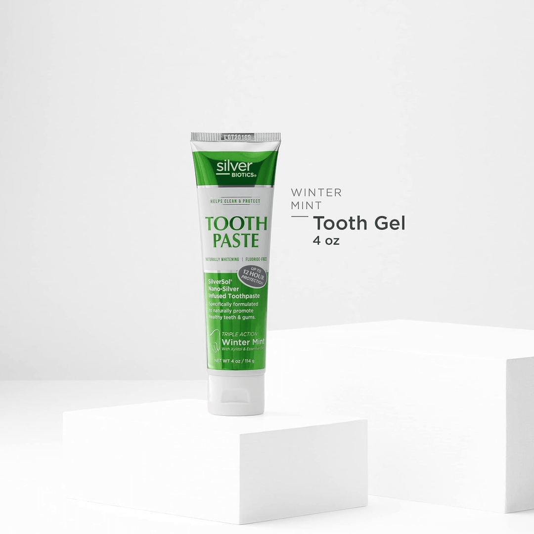 WEBMHP American Biotech Labs Silver Biotic fluoride-free toothpaste, 4 oz, natural oral care product with silver antibacterial properties.