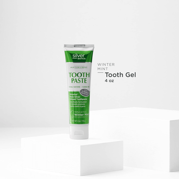 WEBMHP American Biotech Labs Silver Biotic fluoride-free toothpaste, 4 oz, natural oral care product with silver antibacterial properties.