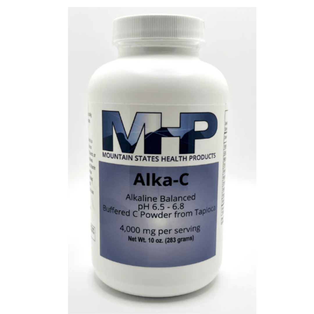 WebMHP Vitamin C Alka C Powder supplement in a 10 oz container supporting daily wellness and pH balance.