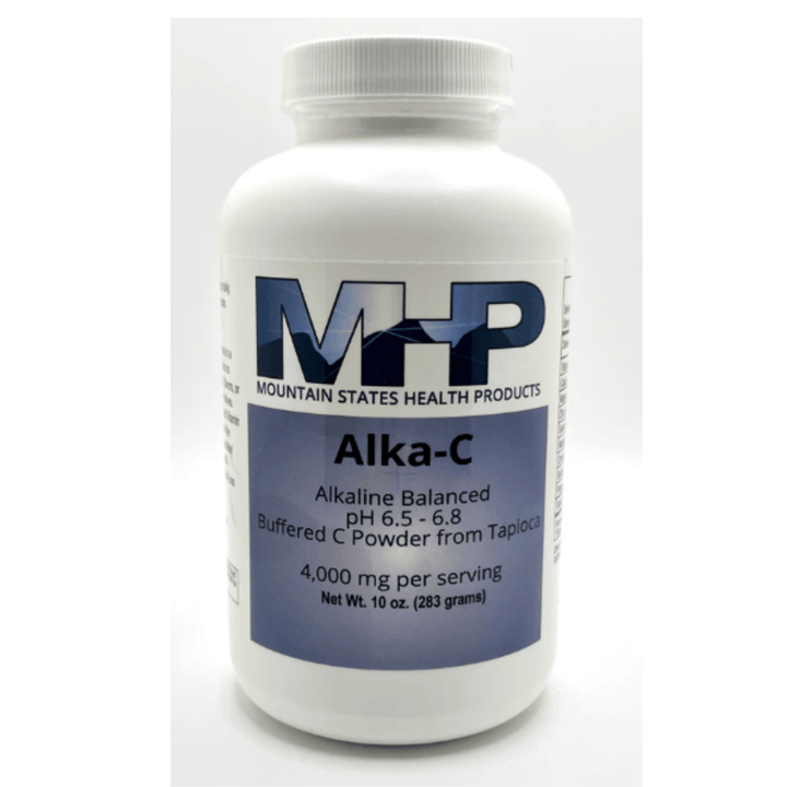 WebMHP Vitamin C Alka C Powder supplement in a 10 oz container supporting daily wellness and pH balance.