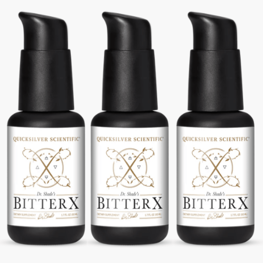 Quicksilver Scientific BitterX Digestive Function 50ml pump bottles, vitamins and supplements, 3-pack, WEBMHP brand.