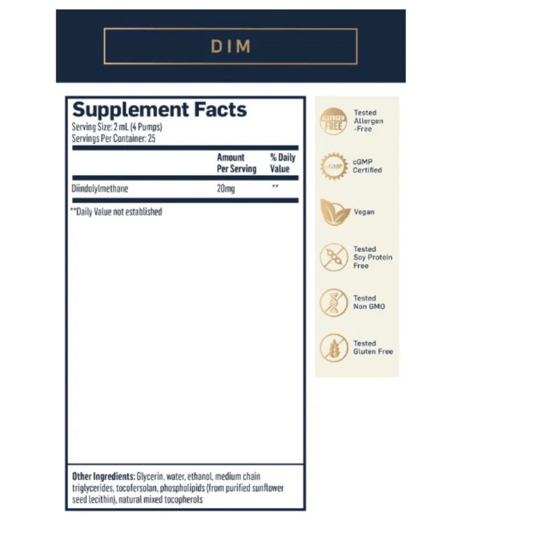 Quicksilver Scientific DIM Nano Absorption Liquid bottles, 1.7oz (50ml), vitamin and supplement bottles in a 2-pack.