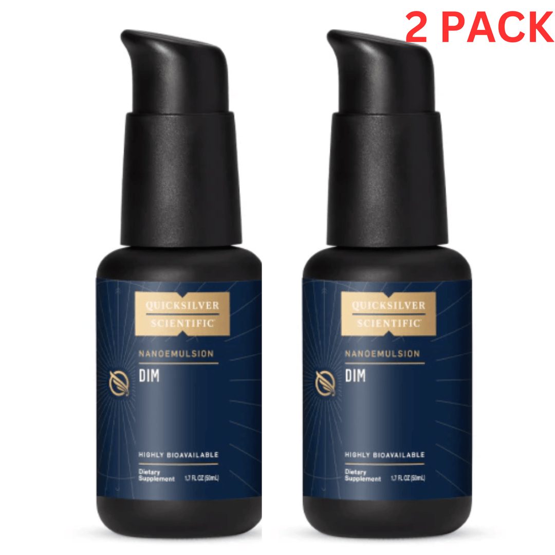Two bottles of Quicksilver Scientific DIM Nano Absorption Liquid, 1.7oz (50ml), dietary supplement from WEBMHP in a 2-pack.