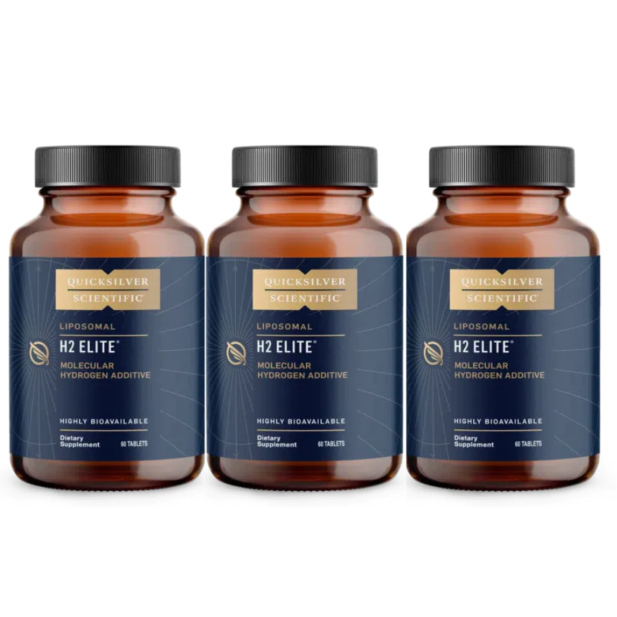 Quicksilver Scientific H2 Elit Molecular Hydrogen supplements in a 3-pack of 60 tabs each, from WEBMHP, for health and wellness.
