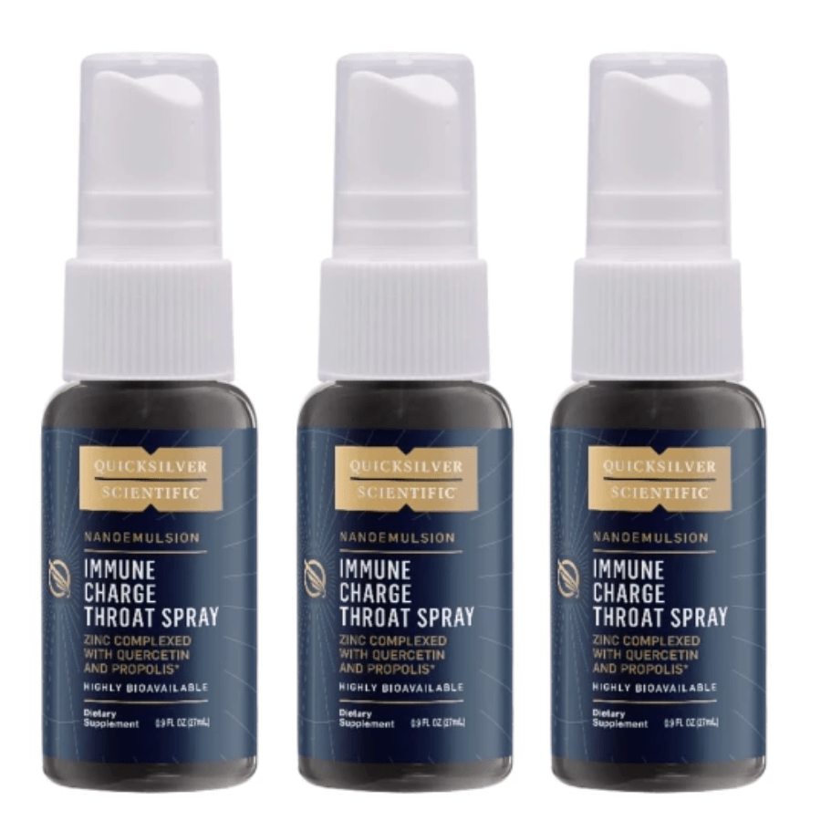 Quicksilver Scientific Immune Charge+ Throat Zinc - based Spray 27mL 3 PACK - POWER FIT SHOP — Powering Preparedness, Health &amp; Home