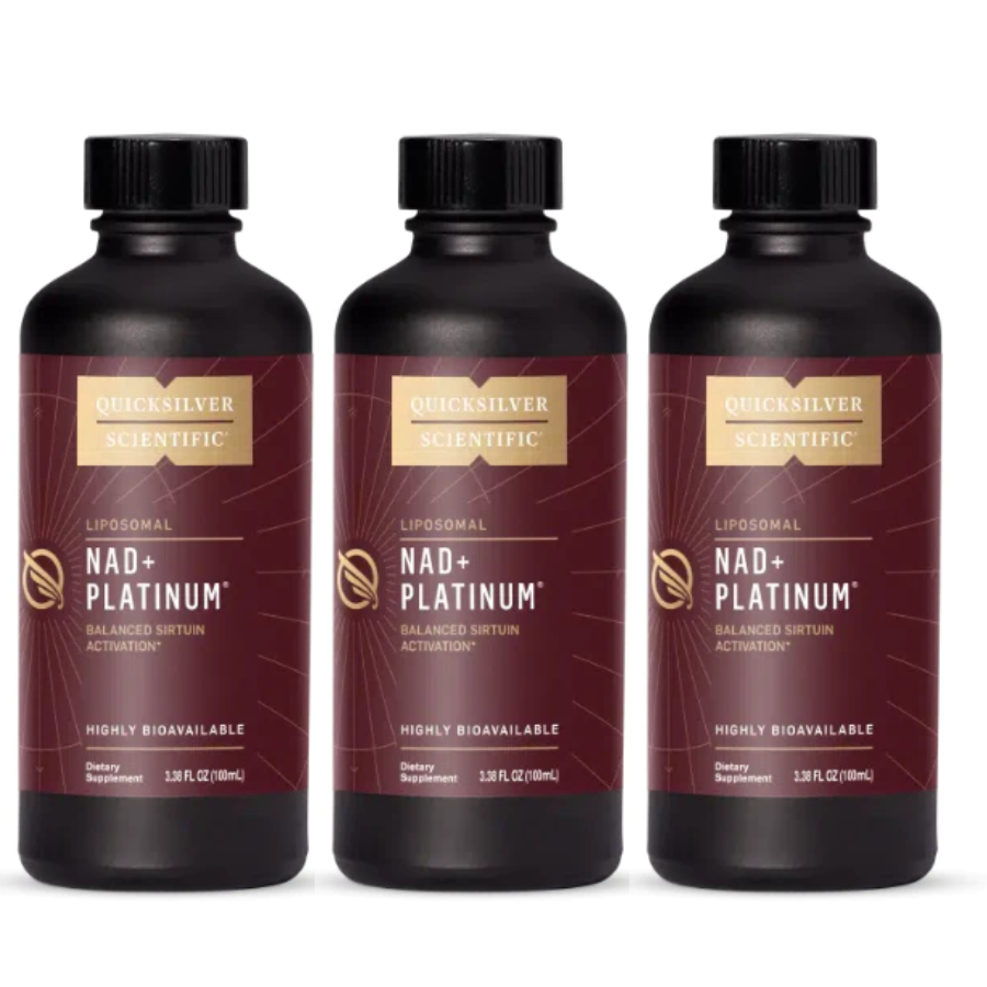 Quicksilver Scientific NAD+ Platinum 100 ml 3 pack for advanced longevity support.