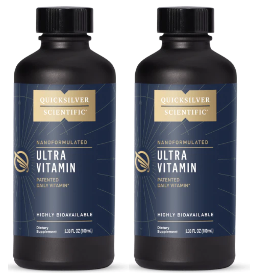 Quicksilver Scientific Quicksilver Ultra Vitamin supplement bottle, 3.38 fl oz, 100ml, in a 2-pack, vitamins and supplements by WEBMHP