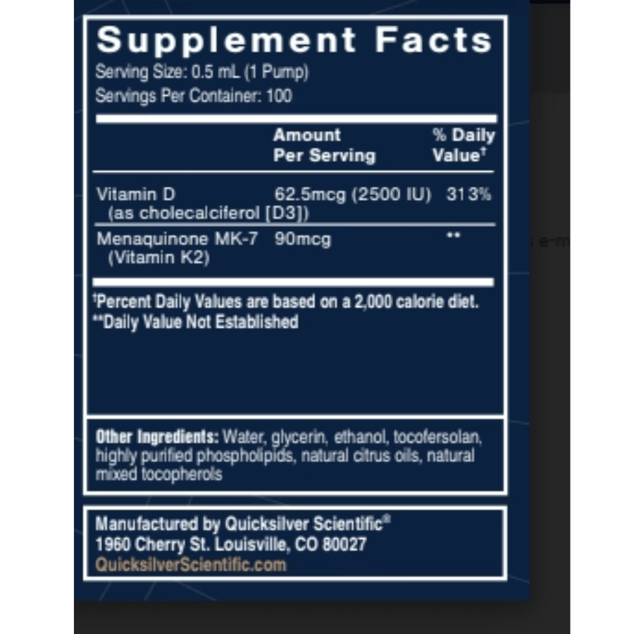 Quicksilver Scientific Vitamin D3/K2 1.7 Oz D3_K2 2 PACK - POWER FIT SHOP — Powering Preparedness, Health &amp; Home