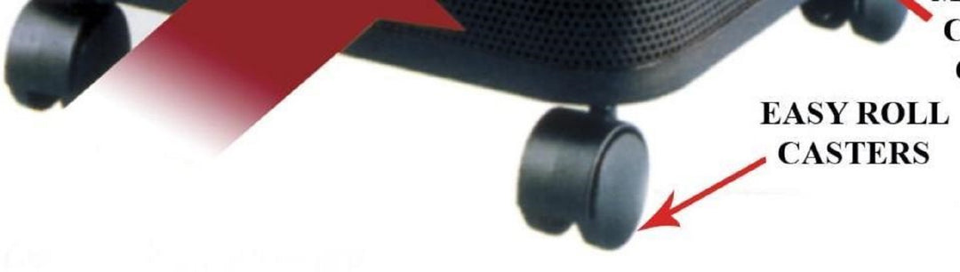 Close-up view of easy roll casters on Austin Air HealthMate HEPA Standard Cleaner for easy mobility.
