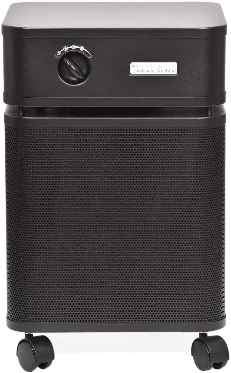 Austin Air HealthMate Plus HEPA Purifier Black B450B1 front view with adjustable knob and wheels for easy mobility