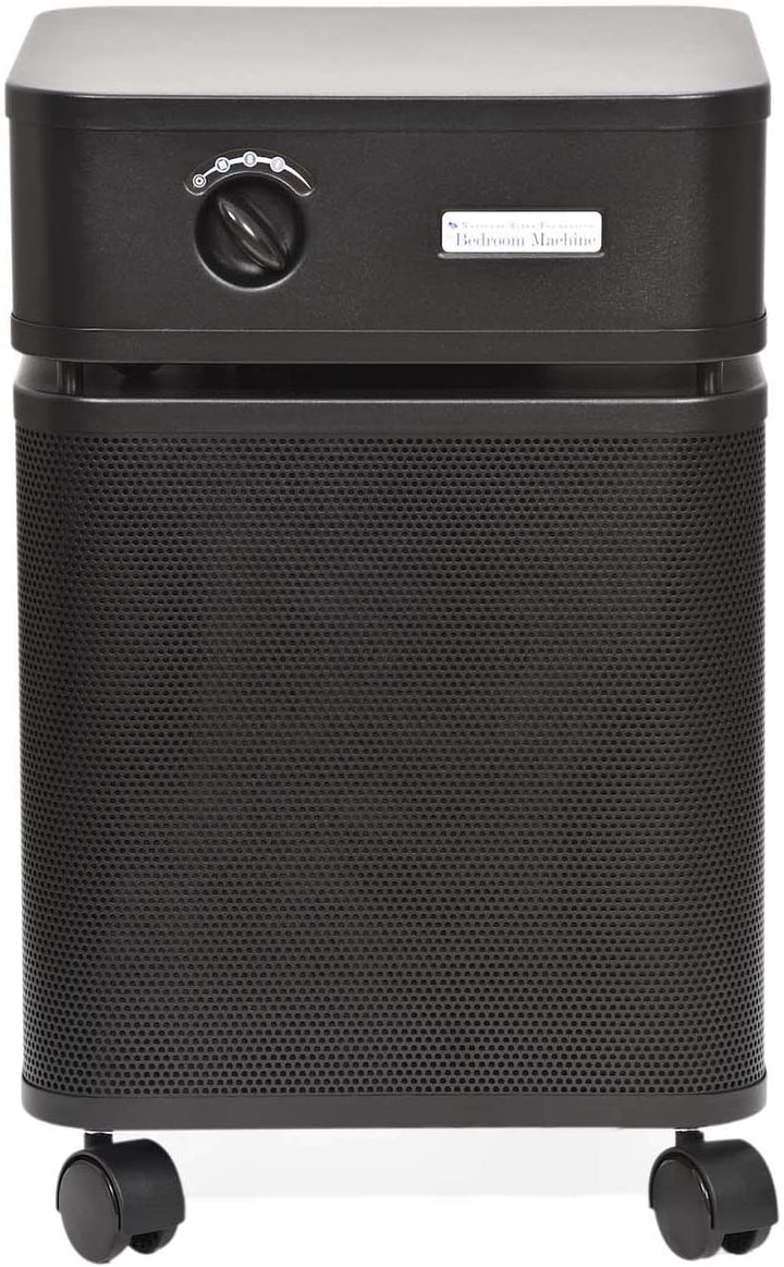Austin Air HealthMate Plus HEPA Purifier Black B450B1 front view with adjustable knob and wheels for easy mobility