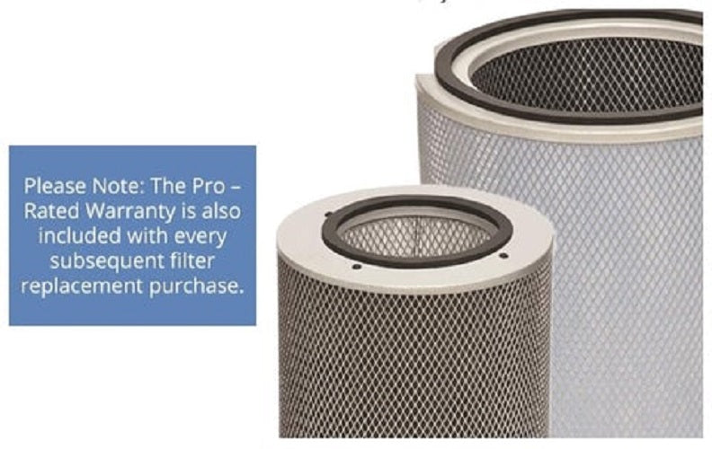 Austin Air HEPA Healthmate Plus Standard Machine replacement filters with warranty note.