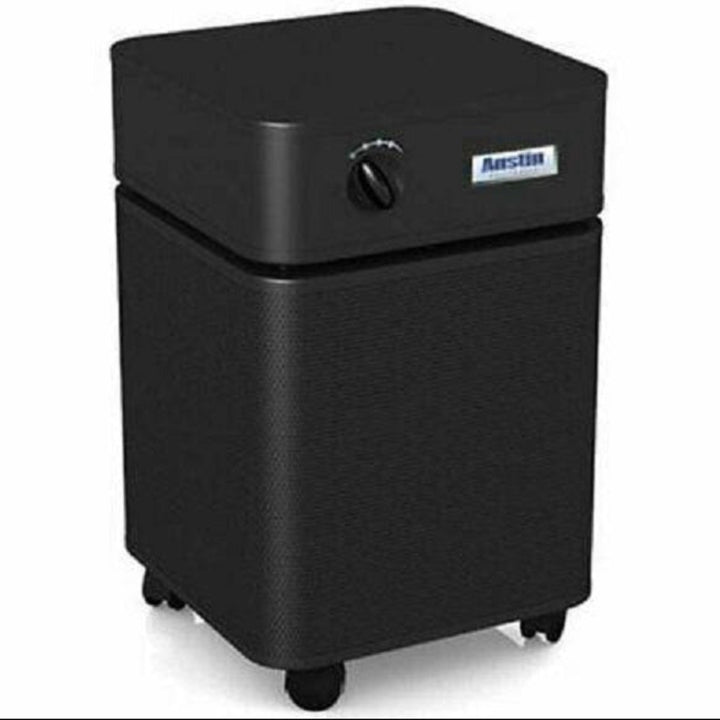 Austin Air HEPA &amp; HEGA Standard Allergy Machine in black, portable air purification system for allergy relief.