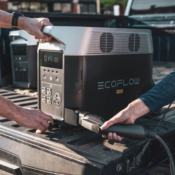 EcoFlow EV X-Stream Adapter and cable for fast charging EcoFlow DELTA Pro at home, enabling quick power connection.