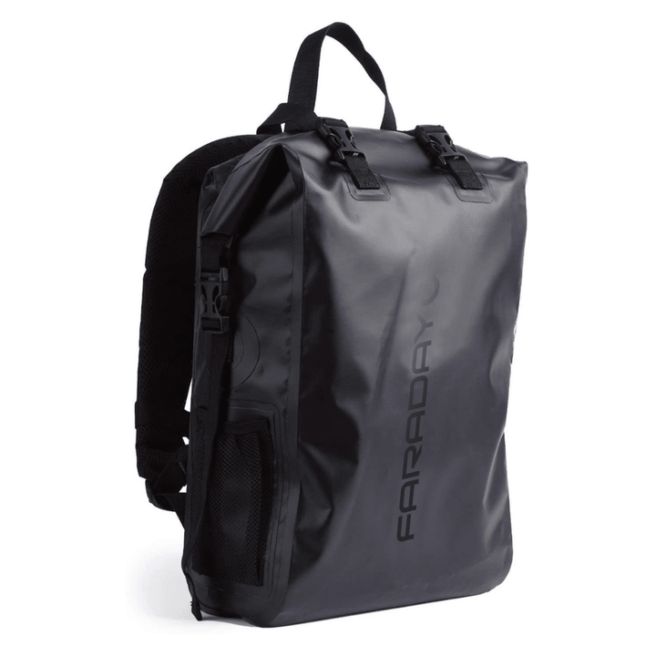 Faraday Dry Bag Backpack Stealth Black Dual - Clip Closure Mesh Pockets - POWER FIT SHOP — Powering Preparedness, Health &amp; Home