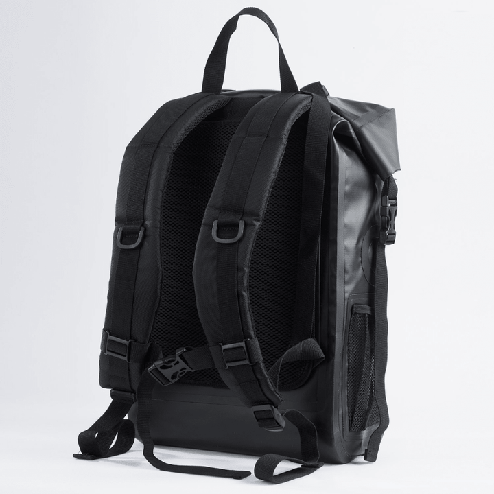 Faraday Dry Bag Backpack Stealth Black Dual - Clip Closure Mesh Pockets - POWER FIT SHOP — Powering Preparedness, Health &amp; Home
