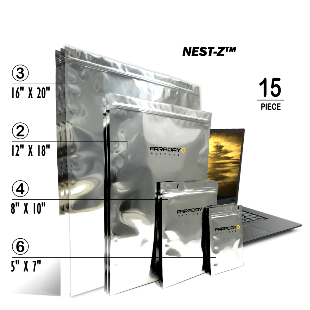 Faraday 15 PC Large Kit NEST - Z 7 Mil Moisture Barrier 5 - layer EMP Bags - POWER FIT SHOP — Powering Preparedness, Health & Home