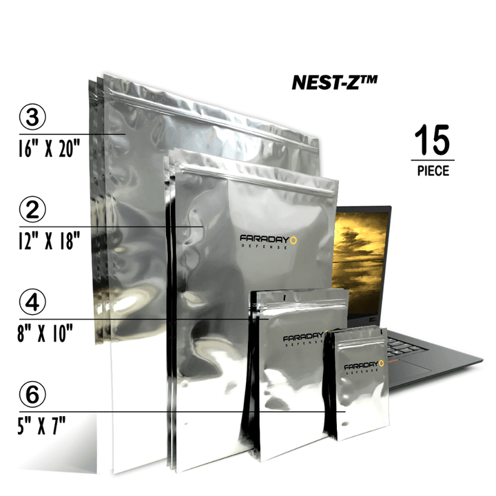 Faraday 15 PC Large Kit NEST - Z 7 Mil Moisture Barrier 5 - layer EMP Bags - POWER FIT SHOP — Powering Preparedness, Health &amp; Home
