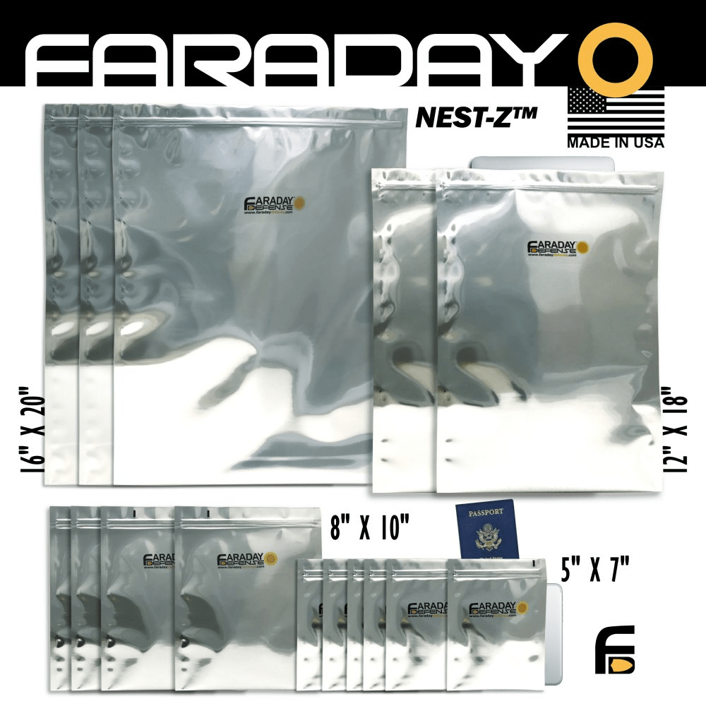 Faraday 15 PC Large Kit NEST - Z 7 Mil Moisture Barrier 5 - layer EMP Bags - POWER FIT SHOP — Powering Preparedness, Health &amp; Home