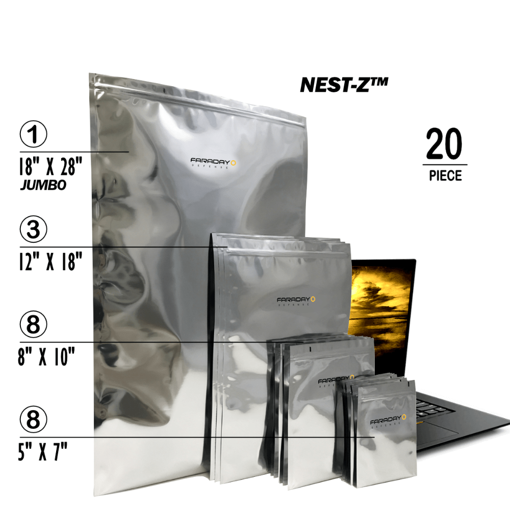 Faraday 20 PC Large Kit NEST - Z 7 Mil Moisture Barrier 5 - layer EMP Bags - POWER FIT SHOP — Powering Preparedness, Health & Home