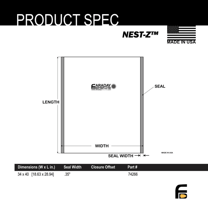 Faraday 1 PC XXX - Large NEST - Z 7.0 Mil ESD/EMP Heat Seal Bag 34" x 40" - POWER FIT SHOP — Powering Preparedness, Health &amp; Home