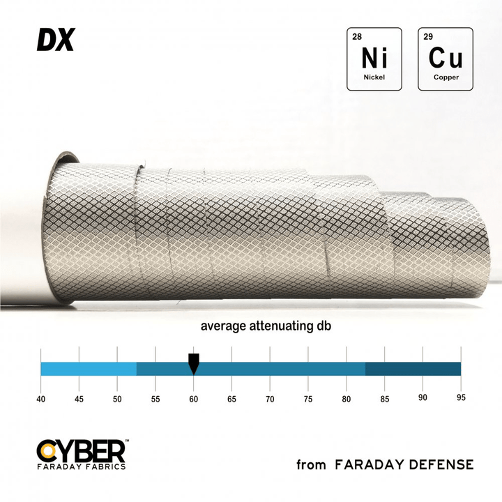 Faraday Cyber DX Diamond EMI Shielding Copper Nickel Fabric 59"x1&