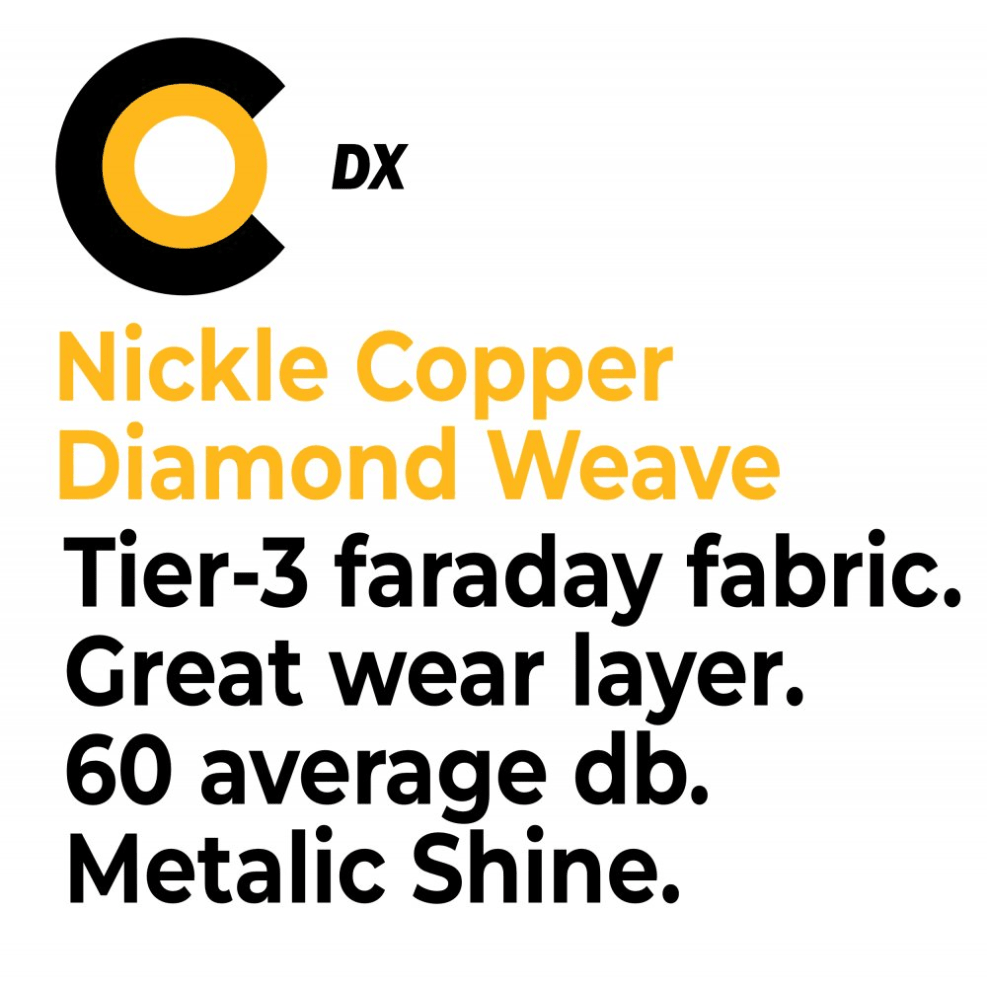 Faraday Cyber DX Diamond EMI Shielding Copper Nickel Fabric 59"x1&