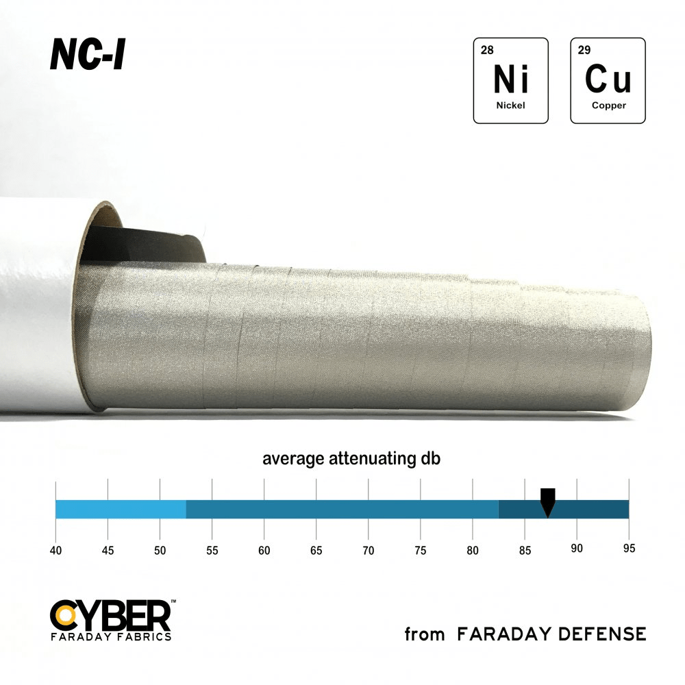 Faraday Cyber NC - I EMF RF Shielding Nickel Copper Fabric Roll 50" x 1' - POWER FIT SHOP — Powering Preparedness, Health & Home