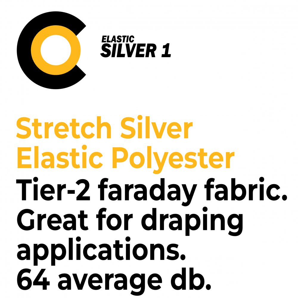 Faraday Cyber ES Fabric EMF RF Shielding Silver Elastic Fabric 62"x1&