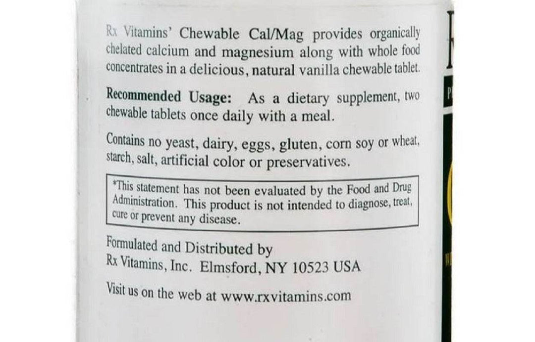 Rx Vitamins For Human Calcium Magnesium Vanilla Chewables 90 Tablets - POWER FIT SHOP — Powering Preparedness, Health &amp; Home