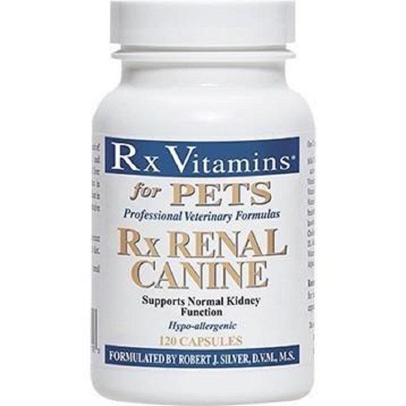 Rx Vitamins For Pets Rx Renal Canine 120 Capsules for Dogs supports normal kidney function in dogs.